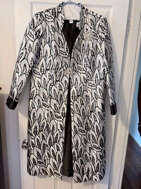 Black and Silver Brocade Coat and Dress Set